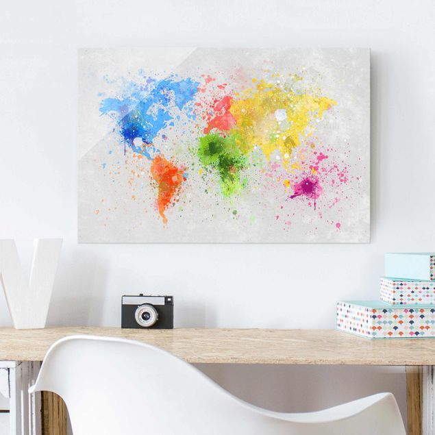 Kök dekoration Colourful Splodges World Map