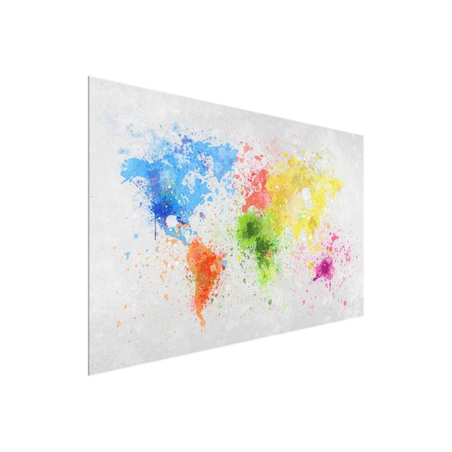Glastavlor världskartor Colourful Splodges World Map