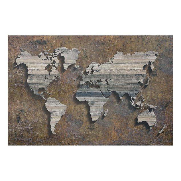 Tavlor brun Wooden Grid World Map