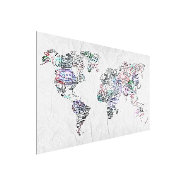 Glastavlor världskartor Passport Stamp World Map