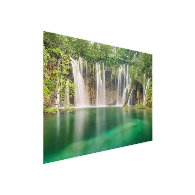 Glastavlor landskap Waterfall Plitvice Lakes
