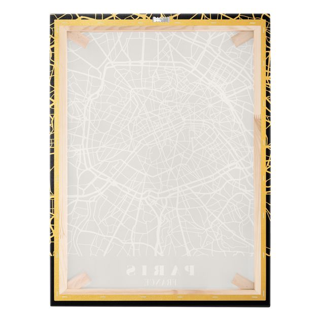 Canvastavlor Paris City Map - Classic Black