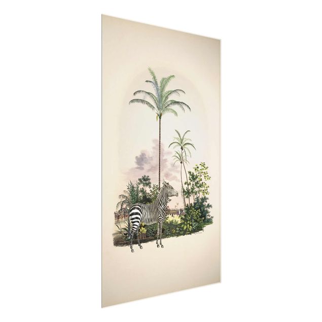 Glastavlor landskap Zebra Front Of Palm Trees Illustration