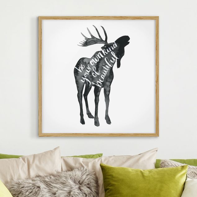 Tavlor med ram ordspråk Animals With Wisdom - Elk