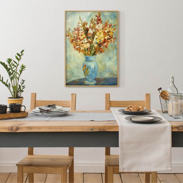 Tavlor med ram konstutskrifter Auguste Renoir - Gladiolas in a Blue Vase