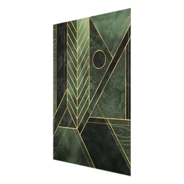 Tavlor grön Geometric Shapes Emerald Gold