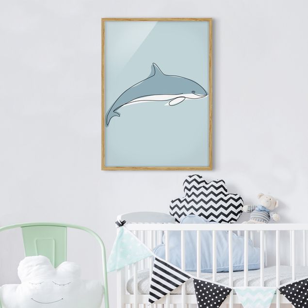 Tavlor med ram djur Dolphin Line Art