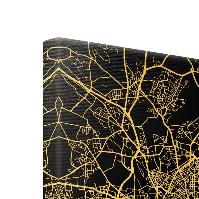 Canvastavlor Hamburg City Map - Classic Black