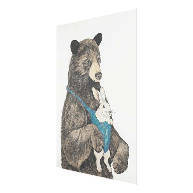 Tavlor modernt Illustration Bear And Bunny Baby