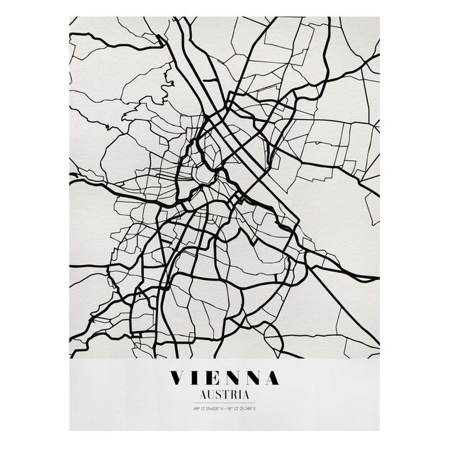 Tavlor svart och vitt Vienna City Map - Classic