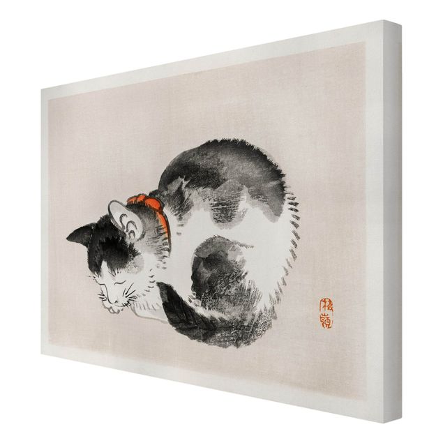 Canvastavlor djur Asian Vintage Drawing Sleeping Cat