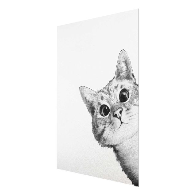 Glastavlor djur Illustration Cat Drawing Black And White