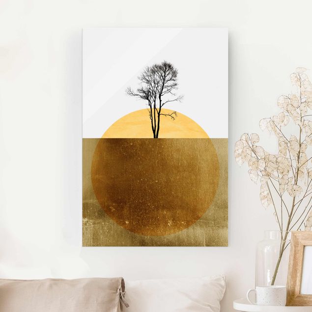 Kök dekoration Golden Sun With Tree