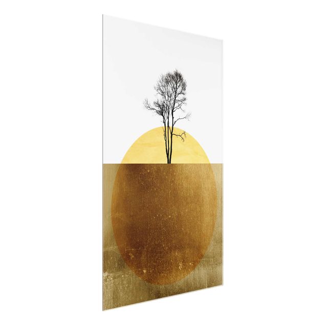 Glastavlor landskap Golden Sun With Tree