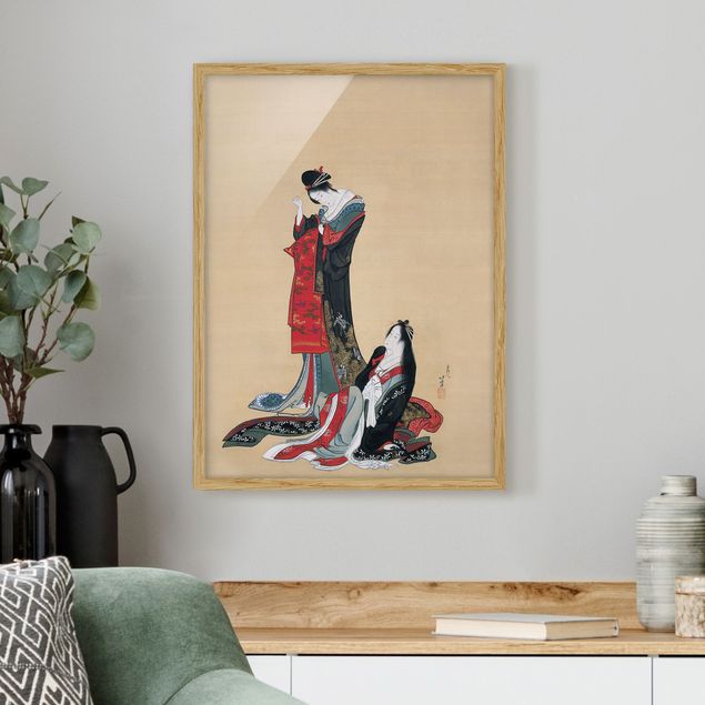 Tavlor med ram konstutskrifter Katsushika Hokusai - Two Courtesans