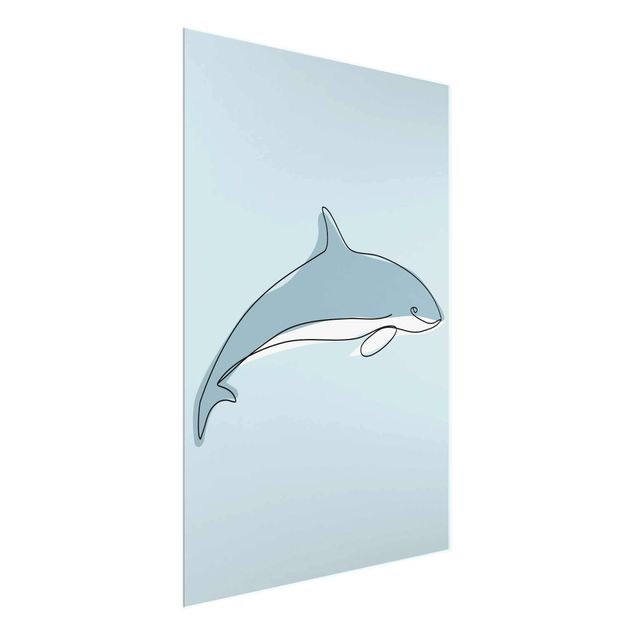 Glastavlor djur Dolphin Line Art