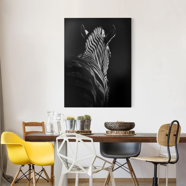 Canvastavlor zebror Dark Zebra Silhouette
