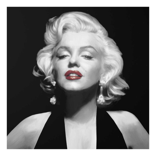 Tavlor svart och vitt Marilyn With Red Lips