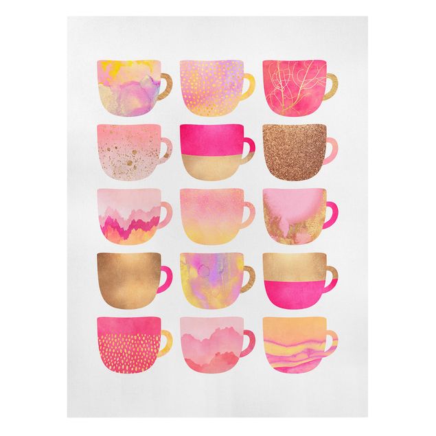 Tavlor konstutskrifter Golden Mugs With Light Pink