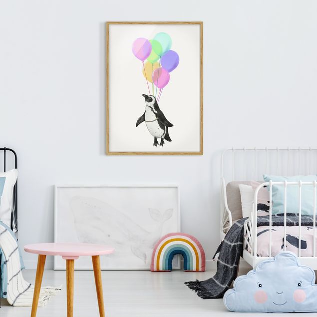Tavlor konstutskrifter Illustration Penguin Pastel Balloons