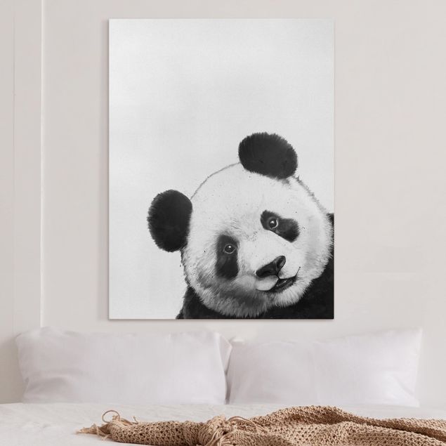 Tavlor svart och vitt Illustration Panda Black And White Drawing