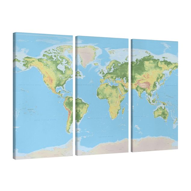 Canvastavlor världskartor Physical World Map