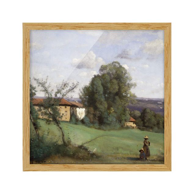 Konststilar Jean-Baptiste Camille Corot - A Farm in Dardagny