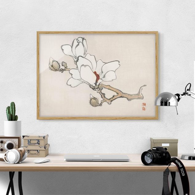 Kök dekoration Asian Vintage Drawing White Magnolia
