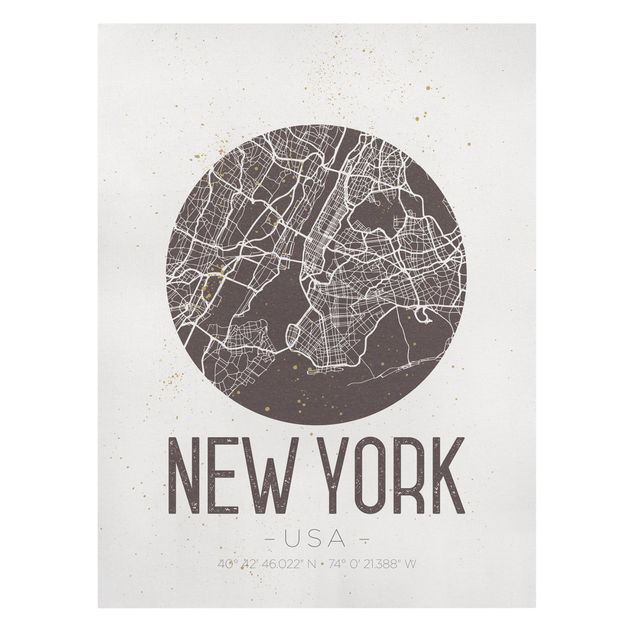 Canvastavlor världskartor New York City Map - Retro