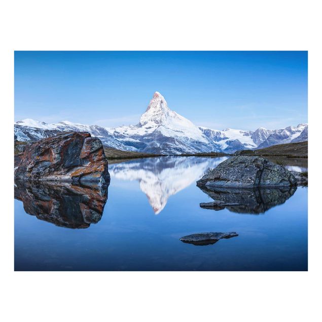Tavlor landskap Stellisee Lake In Front Of The Matterhorn