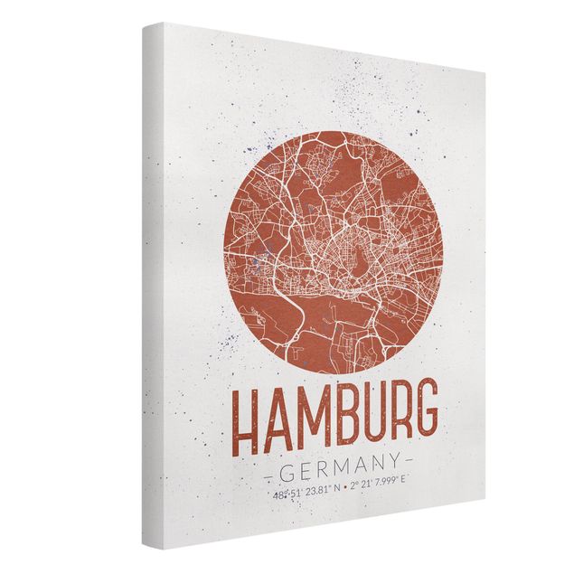 Canvastavlor världskartor Hamburg City Map - Retro