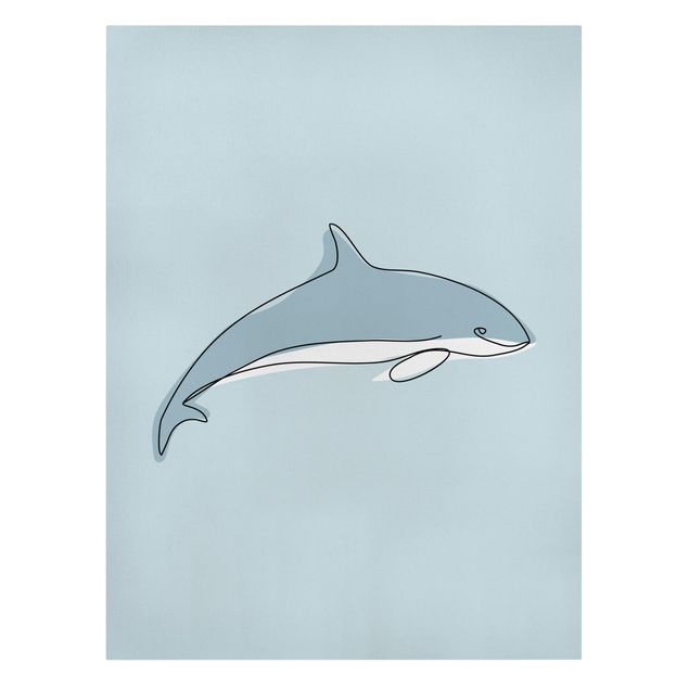 Canvastavlor djur Dolphin Line Art