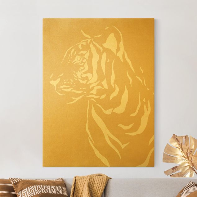 Canvastavlor tigrar Safari Animals - Portrait Tiger Beige