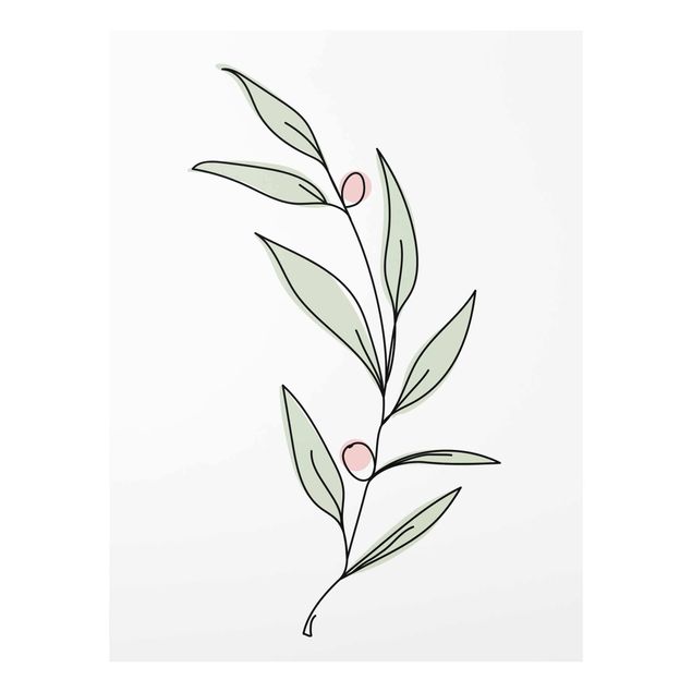 Tavlor blommor  Branch With Berries Line Art