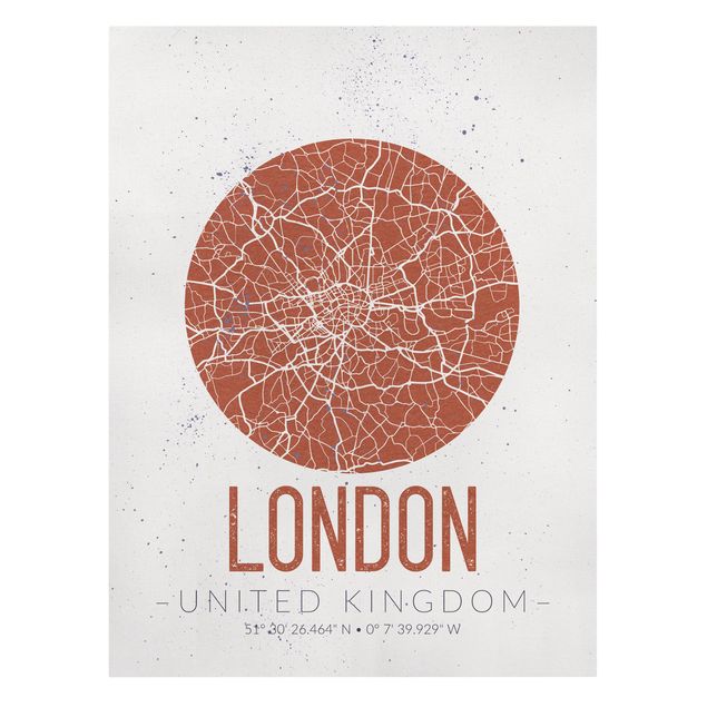 Canvastavlor världskartor City Map London - Retro
