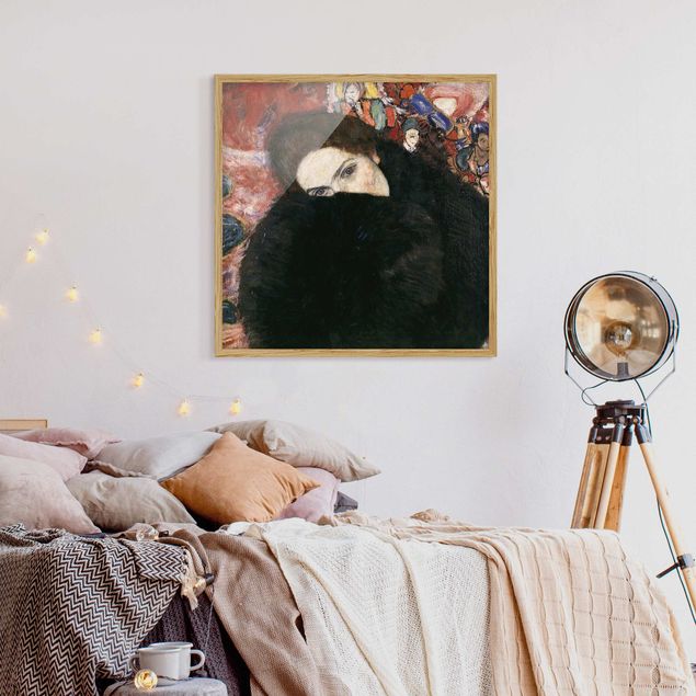 Tavlor med ram konstutskrifter Gustav Klimt - Lady With A Muff