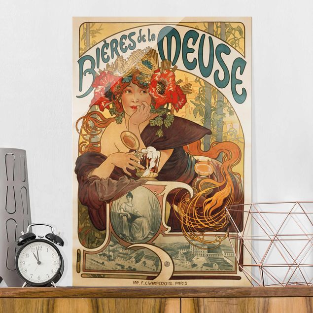 Tavlor gul Alfons Mucha - Poster For La Meuse Beer