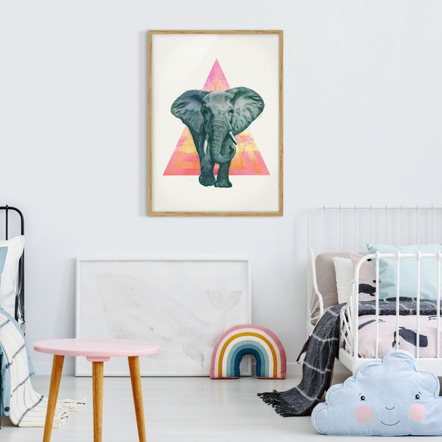 Tavlor elefanter Illustration Elephant Front Triangle Painting