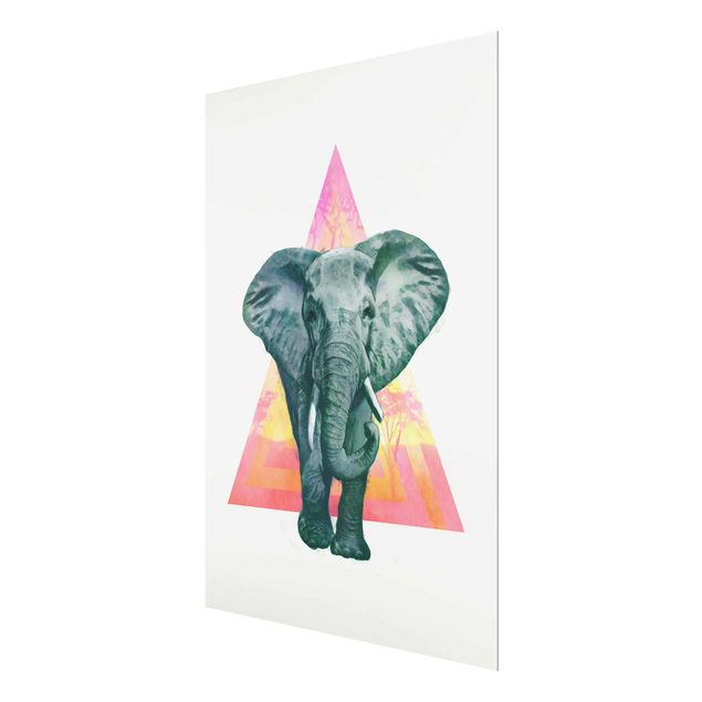 Tavlor modernt Illustration Elephant Front Triangle Painting