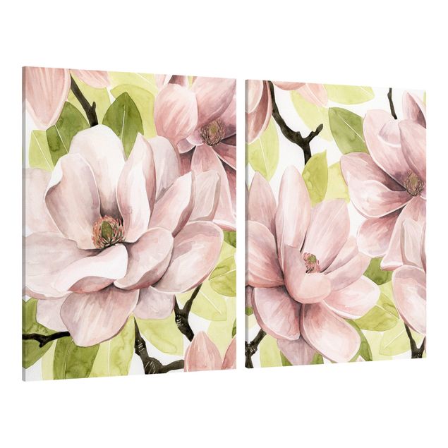 Tavlor blommor  Magnolia Blush Set I