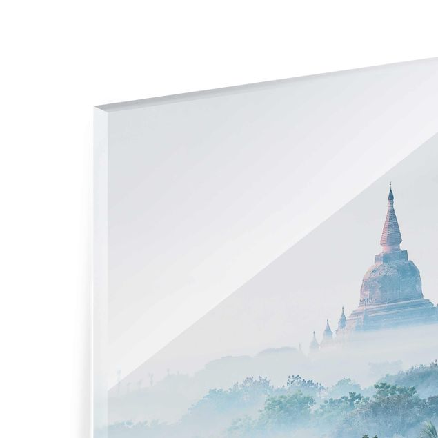 Tavlor arkitektur och skyline Morning Fog Over The Jungle Of Bagan