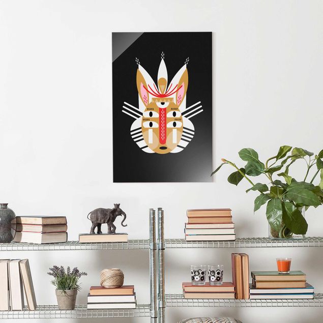 Glastavlor djur Collage Ethno Mask - Rabbit
