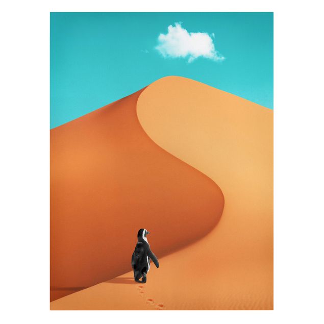 Canvastavlor konstutskrifter Desert With Penguin