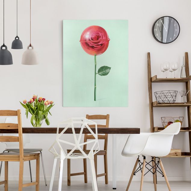 Canvastavlor rosor Rose With Lollipop