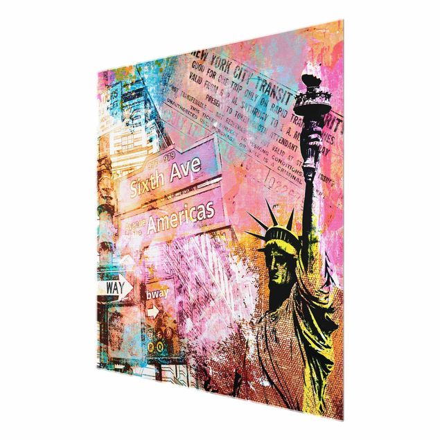 Glastavlor ordspråk Sixth Avenue New York Collage