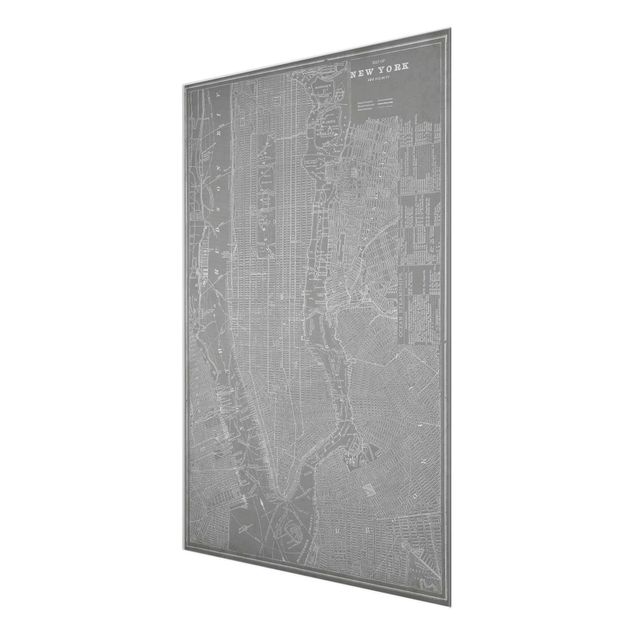 Glastavlor världskartor Vintage Map New York Manhattan