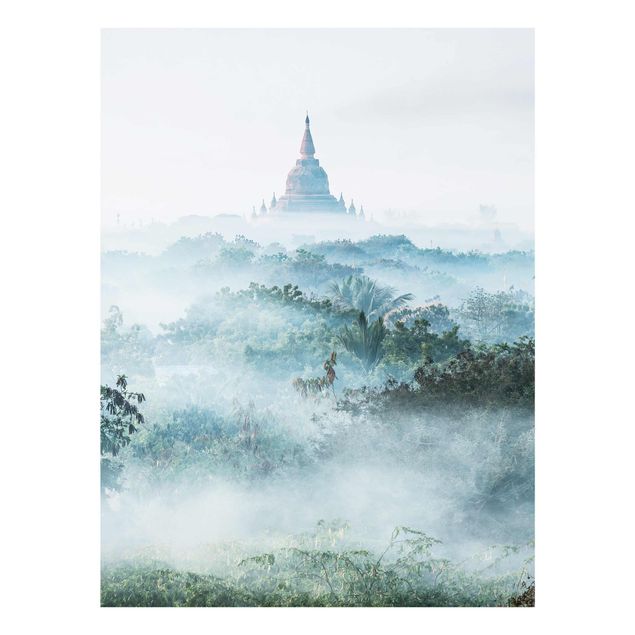 Tavlor djungel Morning Fog Over The Jungle Of Bagan