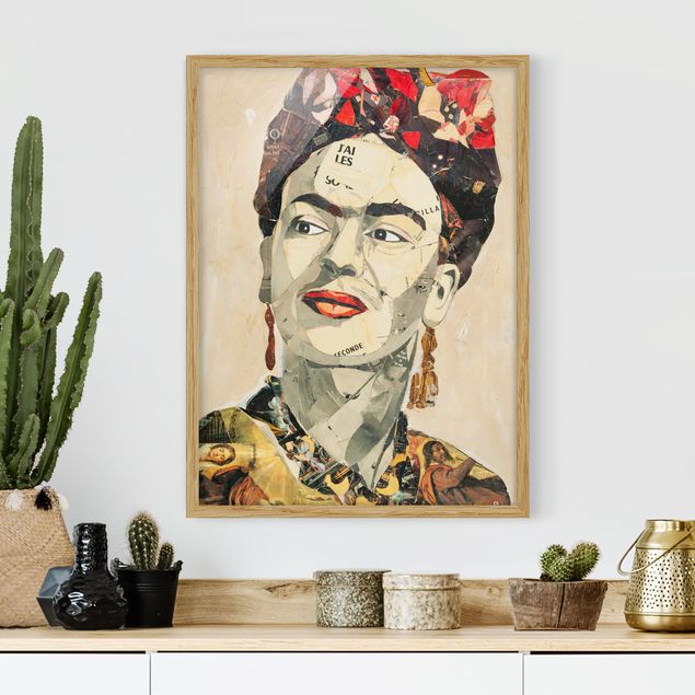 Tavlor med ram konstutskrifter Frida Kahlo - Collage No.2