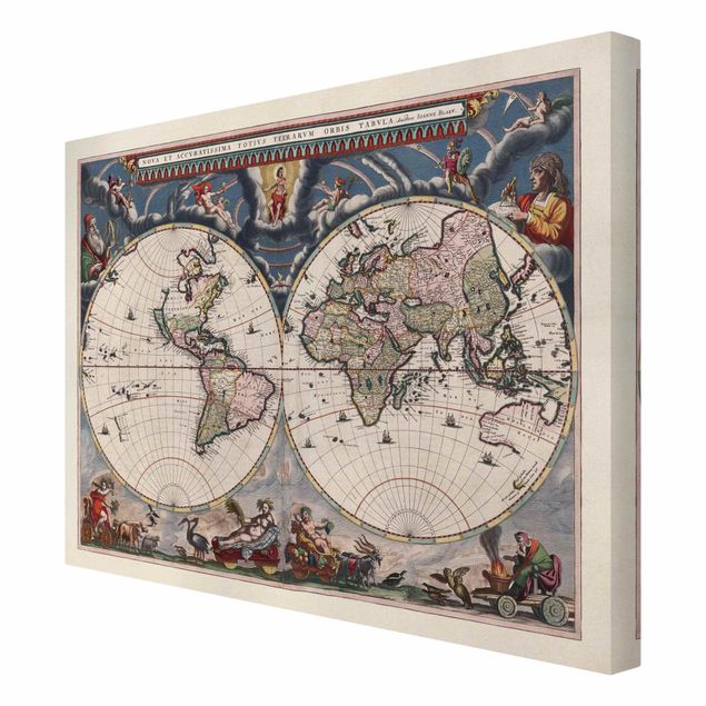 Canvastavlor Historic World Map Nova Et Accuratissima Of 1664