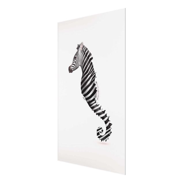 Glastavlor svart och vitt Seahorse With Zebra Stripes